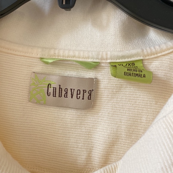 Cubavera men buttoned down tee shirts. Cream with black.Size XL. Thick material - Picture 2 of 8